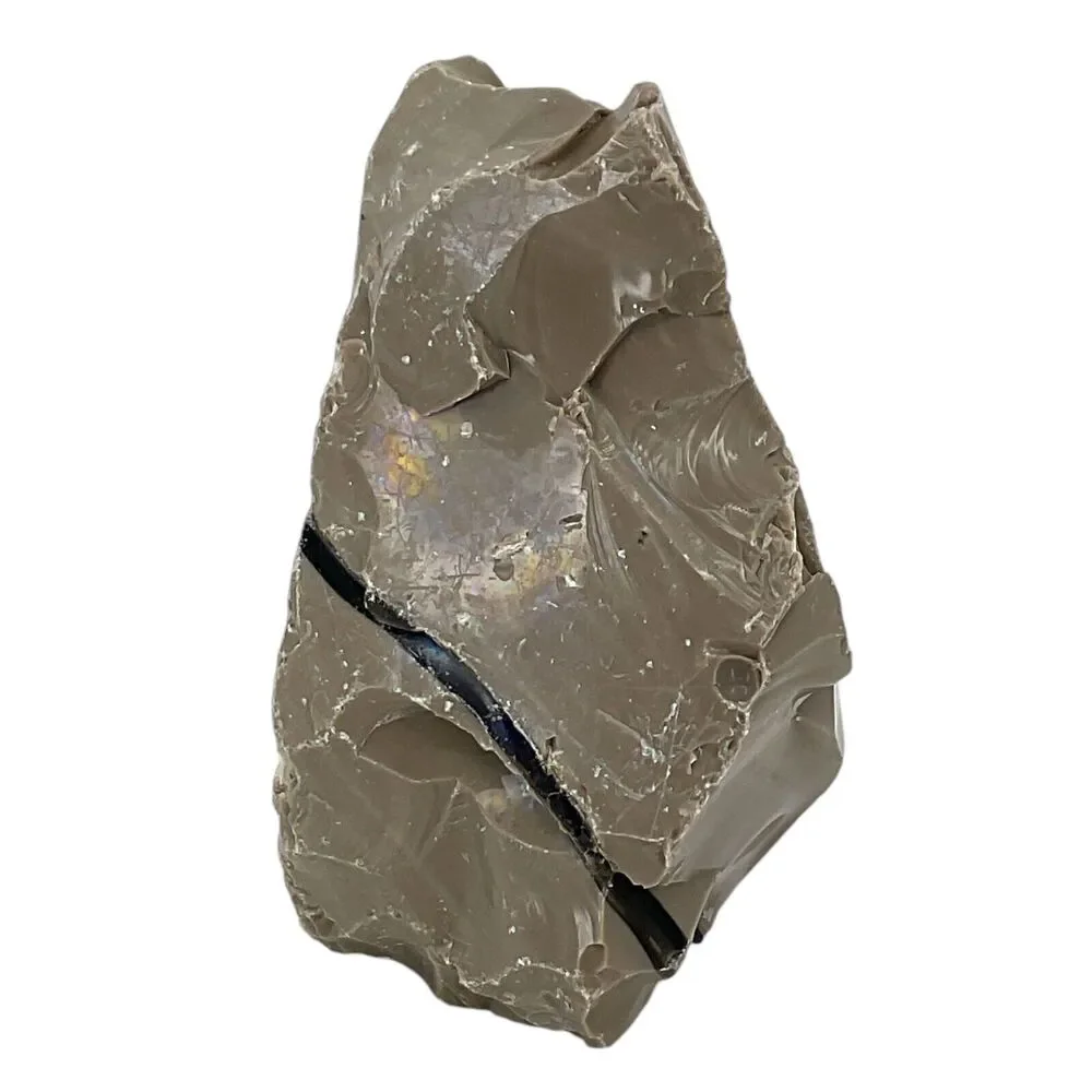 Gray Taupe‎ Black Swirl Art Glass Cullet Slag Glass #4XL196